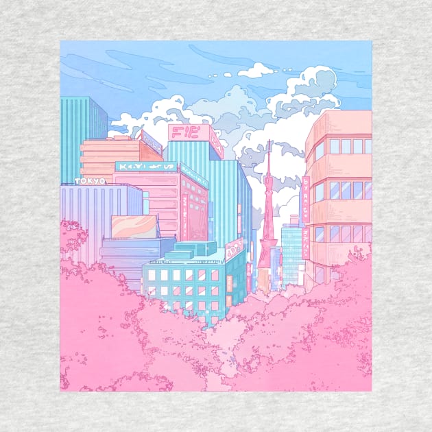 The  pastel Tokyo cityscape by AnGo